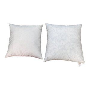 Vtg 18" Down Feather Pillow Insert Lot 2 White Square Throw Pillow Cushions READ